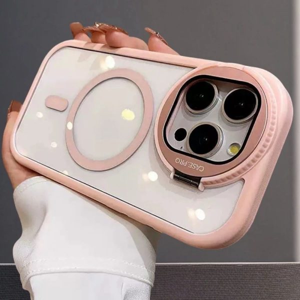 Pink Round Bracket Magnetic Phone Case