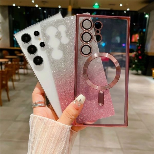 Rose Pink Blink Plating Shockproof MagSafe Phone Case
