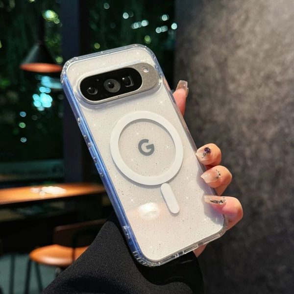 Transparent Clear Magnetic Wireless Charging Bling Sequins Phone Case