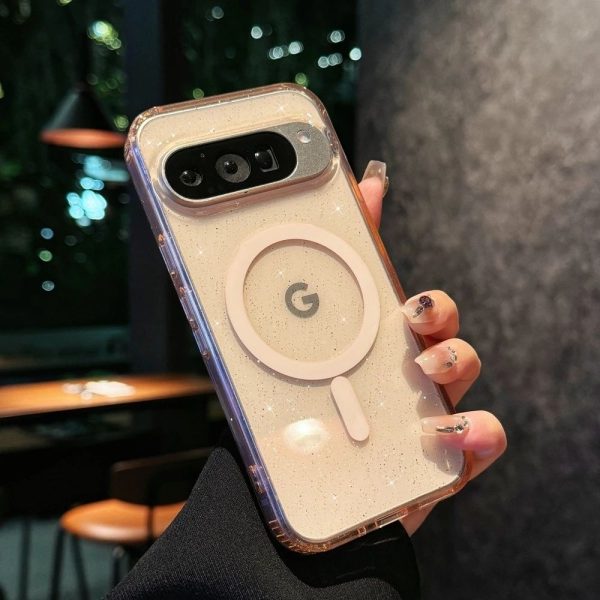 Gold Clear Magnetic Wireless Charging Bling Sequins Phone Case