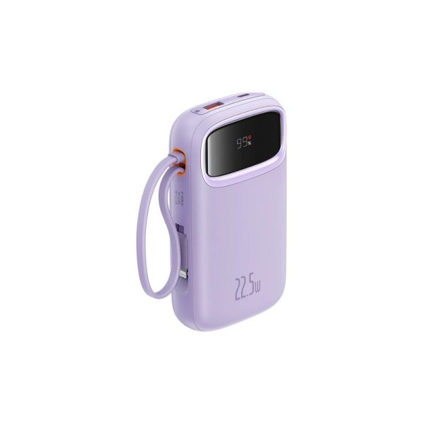 Purple 20000mAh/22.5W/20W PD Fast Charging Built In Dual-Cable Digital Display Power Bank
